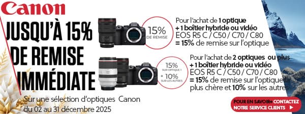 Canon Promotion sur une sélection d'optiques jusqu'au 31/12/25